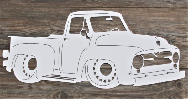 white 1955 ford f100 metal sign