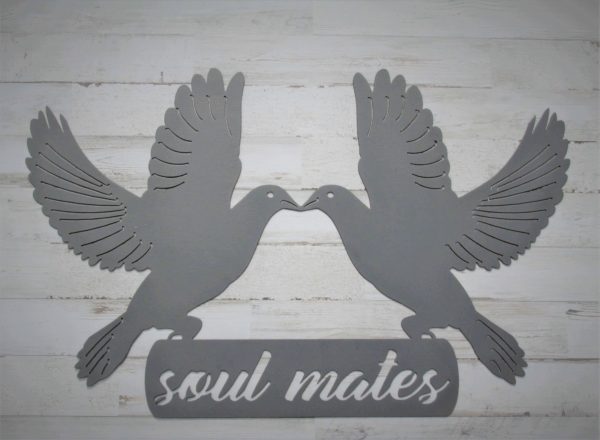 soul mates two doves kissing cast iron